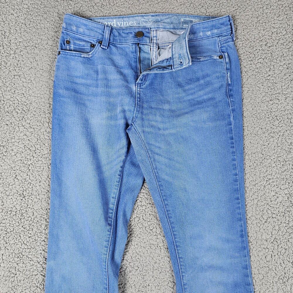 Vineyard Vines Jeans Womens 8 Blue Denim Skinny Raw Hem Comfort Stretch Minimal